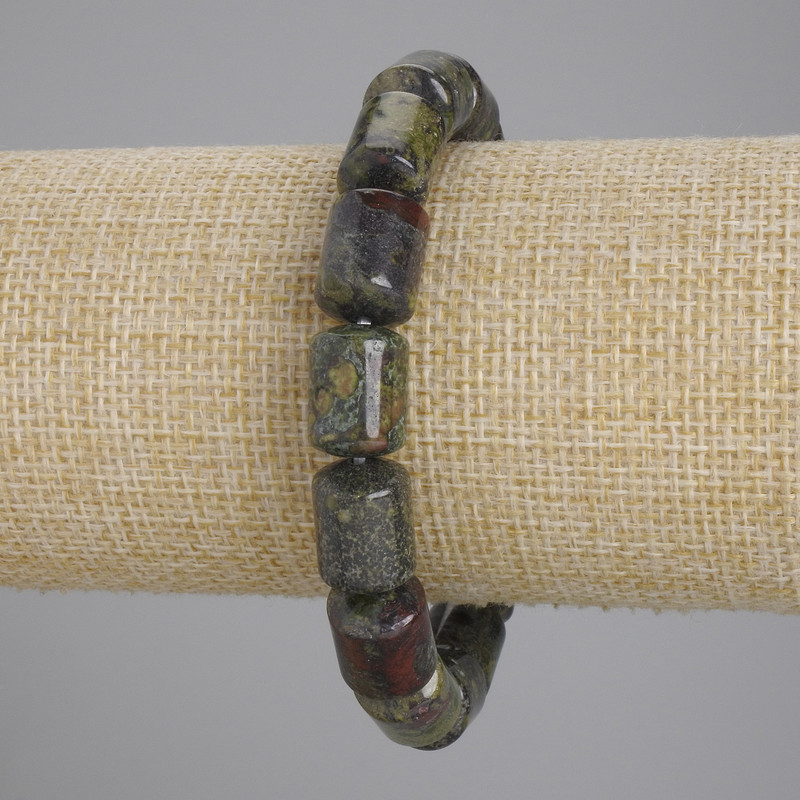Dragon Blood Jasper Cylinder Bracelet, diameter 14×10 mm, length 18 cm, stretch