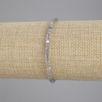Bracelet with Faceted Labradorite Cubes, 3x3 mm, length 18 cm, stretch