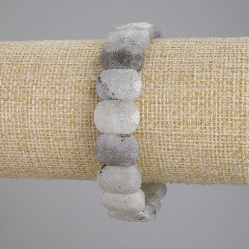 Labradorite bracelet with faceted links, 15×11 mm, length 18 cm ±, stretch