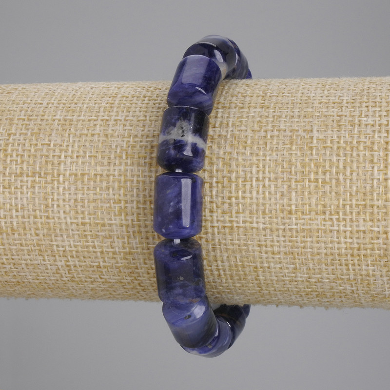 Sodalite bracelet, cylindrical beads, diameter 14×10 mm, length 18 cm, stretch