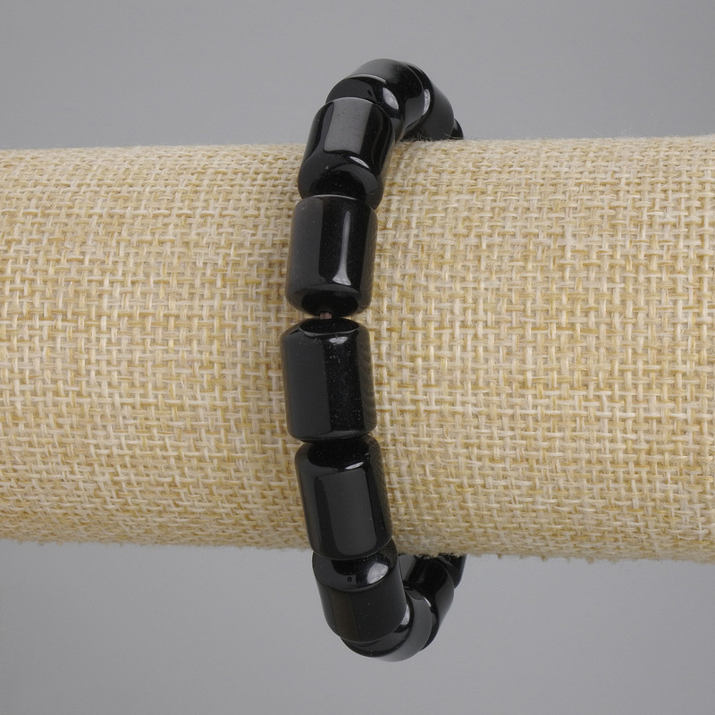 Agate Cylinder Bead Bracelet, Diameter 14x10 mm, Length 18 cm, Stretch