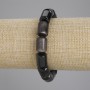 Bracelet with Silver-Gray Obsidian Cylinders, Cylindrical Beads 14×10 mm, Length 18 cm, stretchy