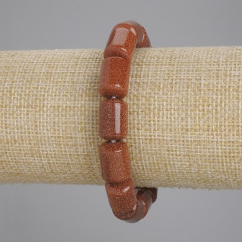 Aventurine Bracelet 'Golden Sand' Cylindrical Beads, 14×10 mm, 18 cm length, stretch