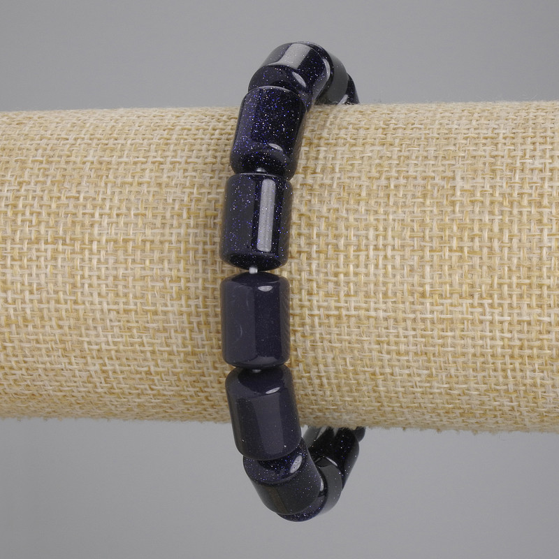 Aventurine Bracelet 'Night Kaïra' Cylindrical Beads, diameter 14×10 mm, length 18 cm ± stretch