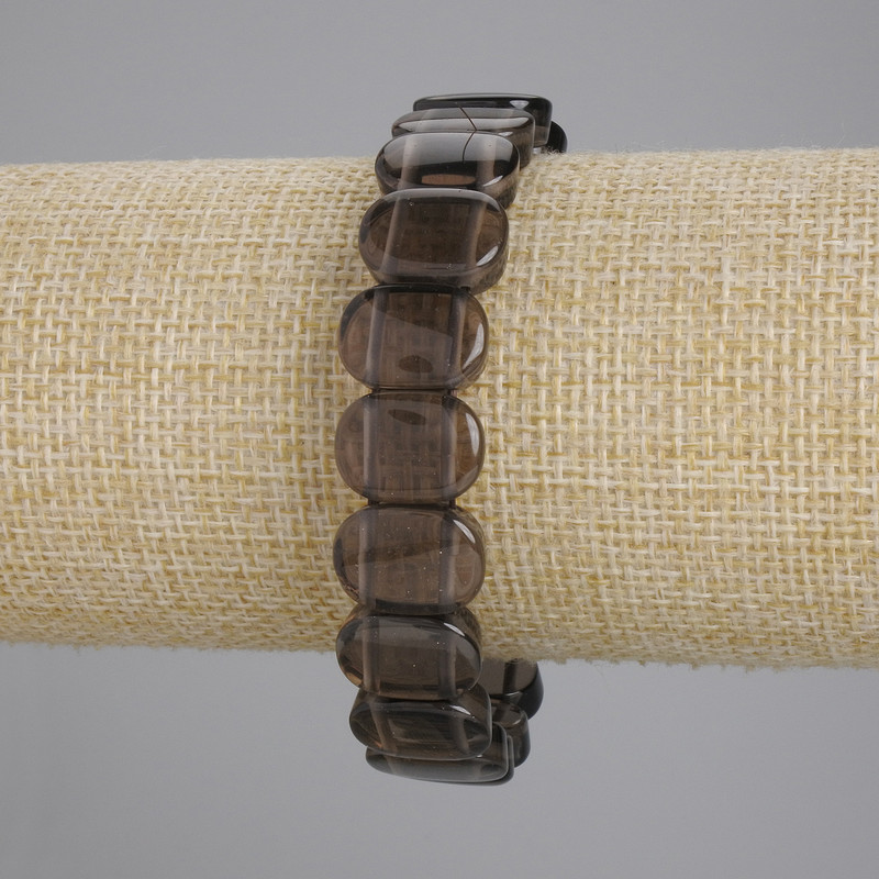 Smoky quartz bracelet with smooth links, 14×10 mm diameter, 5 mm ±, length 18 cm ± stretch
