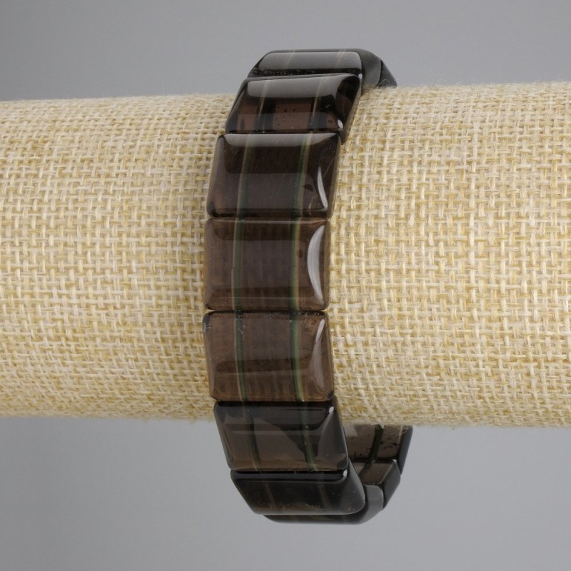 Smoky quartz bracelet with smooth links, diameter 18×13 mm ±, length 18 cm ±, stretch