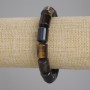 Bracelet with Tiger's Eye, Bull's Eye, and Hawk's Eye cylindrical beads, diameter 14×10 mm ±, length 18 cm ± stretch