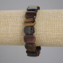 Bracelet of Tiger's Eye, Bull's Eye and Falcon's Eye, faceted beads, diameter 15×10-11 mm, length 18 cm ± stretch