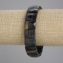 Bracelet with Tiger's Eye and Hawk's Eye, Faceted Links, 15×11 mm Diameter, 18 cm Length, Stretch