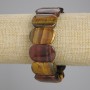 Bracelet with Tiger's Eye, Bull's Eye, and Hawk's Eye, smooth links, diameter 24×16 mm ±, length 18 cm ± stretch