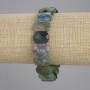 Moss Agate Bracelet with Rounded Faceted Links, 15×11 mm, 18 cm long, stretch