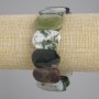 Moss Agate Link Bracelet, 24×16 mm, length 18 cm, stretch