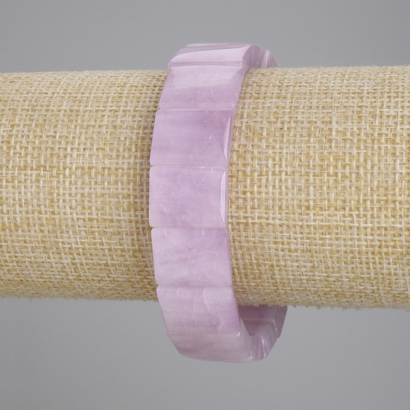 Kunzite Natural Stone Bracelet, Bead Links, 16×12 mm Diameter, 18 cm Length, Stretch