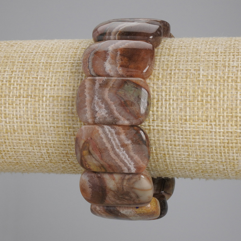 Natural agate bracelet, smooth links, diameter 25×16 mm ±, length 18 cm ±, stretch