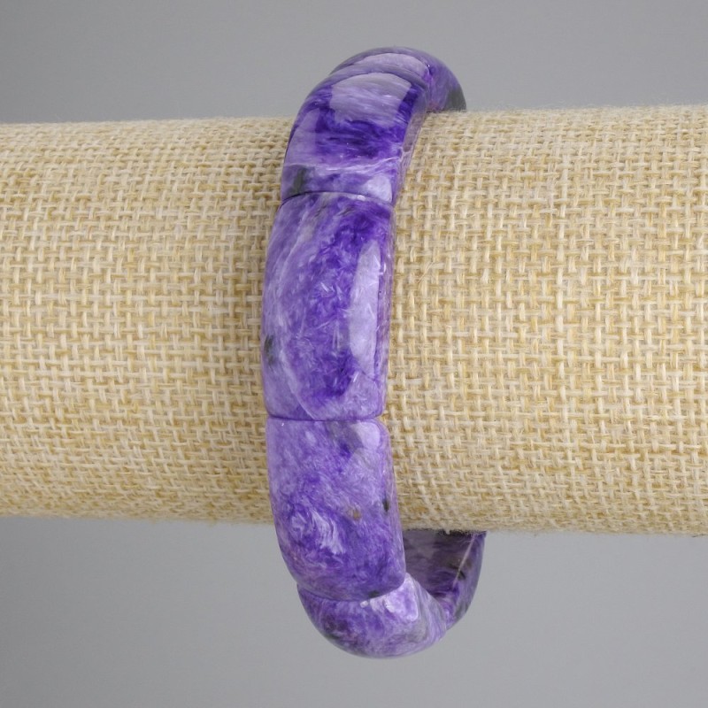 Charoite natural stone bracelet, link beads, 24×13 mm diameter, 5 mm ±, length 18 cm ±, stretch