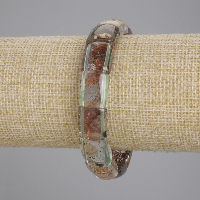 Moss Agate Bracelet, 15×12 mm Beads, Stretch Cord, 18 cm Length ±