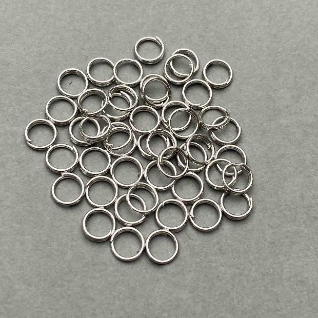 Spring-loaded jump ring, 6 mm diameter, silver-colored metal, packaging 0.5 kg