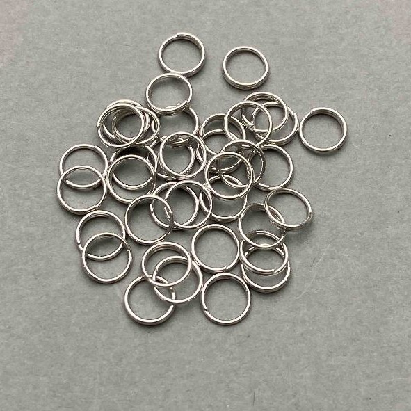 Spring-loaded Jump Ring, 7 mm, Silver-tone metal, 1 kg packaging