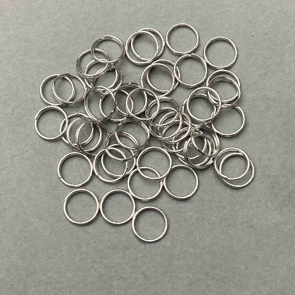 Spring-Loaded Jump Ring, 8 mm, Silver-Colored Metal, Packaging 0.5 kg