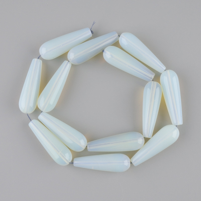 Moonstone Opalite drop beads, 31×10 mm, 40 cm on thread