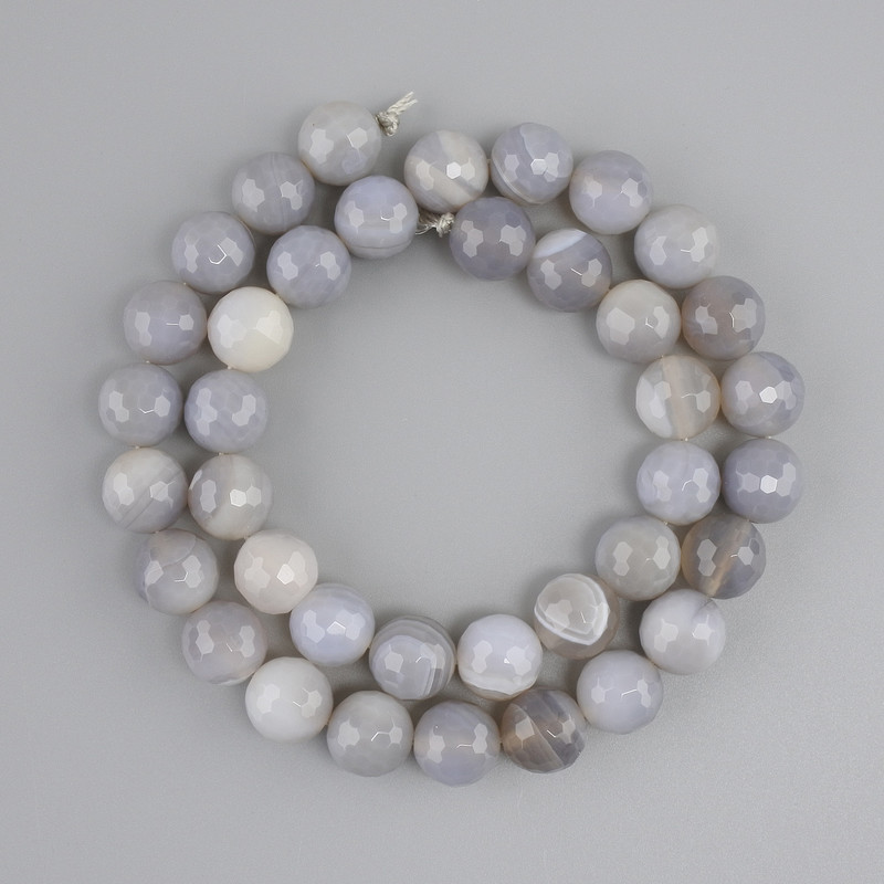 Botswana Agate Beads - Faceted Round Beads, 10 mm diameter ±, 38 cm length ± on thread