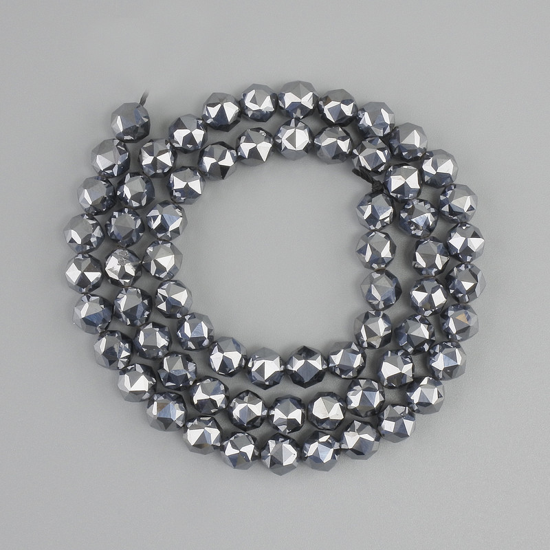 Terahertz Beads, Faceted, 6 mm diameter, 39 cm length, on a thread