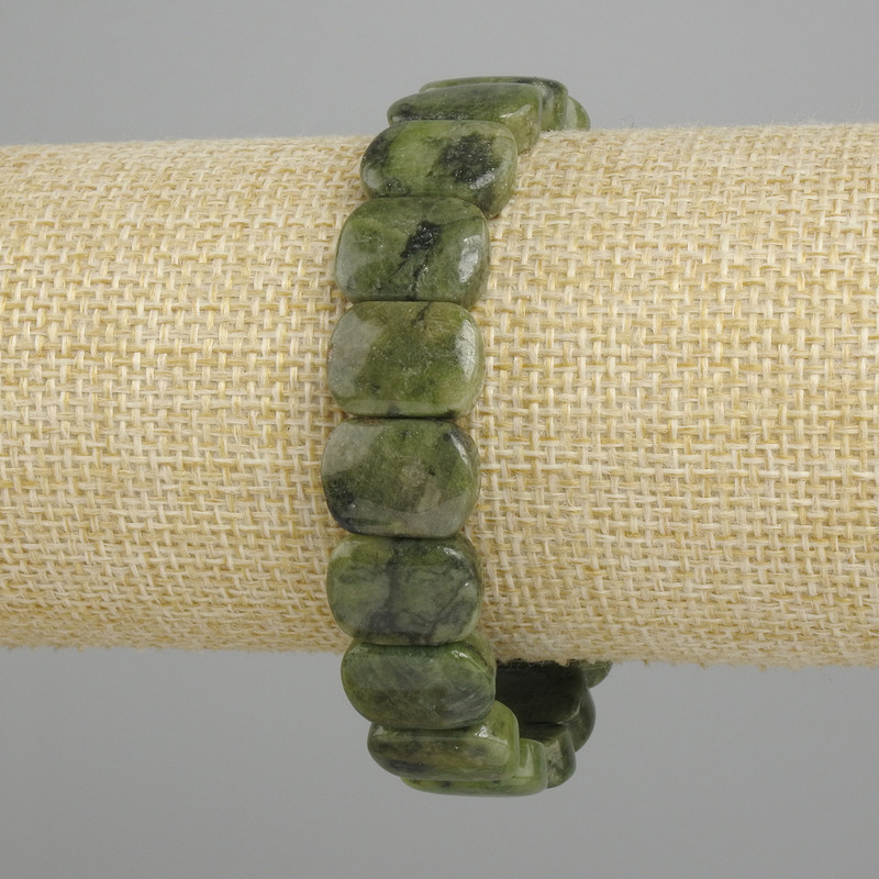 Natural Jadeite Bracelet with Smooth Links, diameter about 14.5-15 x 10-10.5 mm, 5 mm +/-, length 18 cm +/- (stretch)