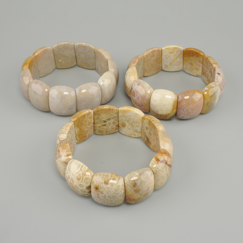 Petrified Coral Bracelet, link diameter 25×20 mm, length 18 cm ±, elastic stretch