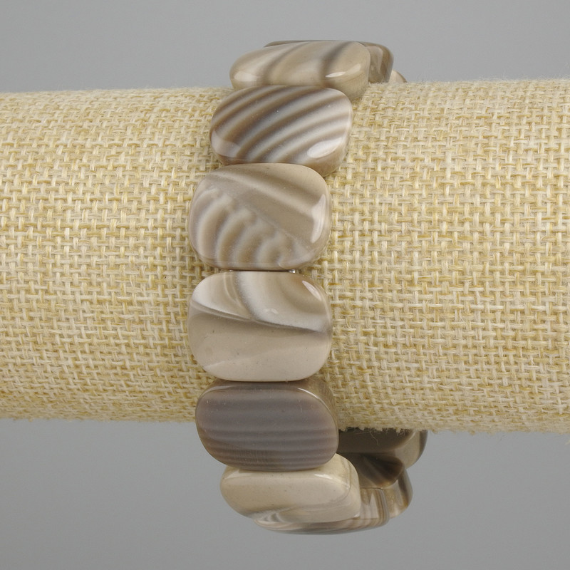 Botswana Agate Natural Stone Bracelet - Oval links, 20×15 mm ±, length 18 cm ±, stretch