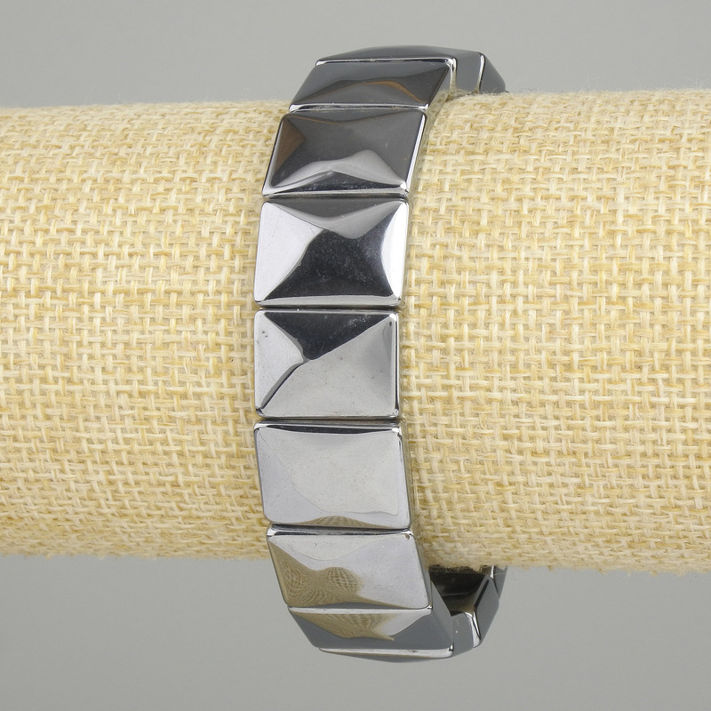 Terahertz bracelet with faceted links, diameter about 16×12 mm, length 18 cm ±, stretch