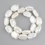 Baroque pearl beads with a gasoline tint, flat 18–21×14–15 mm, length 37 cm+