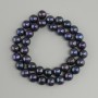 Freshwater pearl beads, graphite with iridescence (peacock black), diameter 9.5–10 mm, length 38 cm ± on thread
