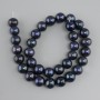 Beads Graphite Freshwater Pearls with Iridescence (Peacock Black), Diameter 11–12 mm, Length 37 cm, on a Thread