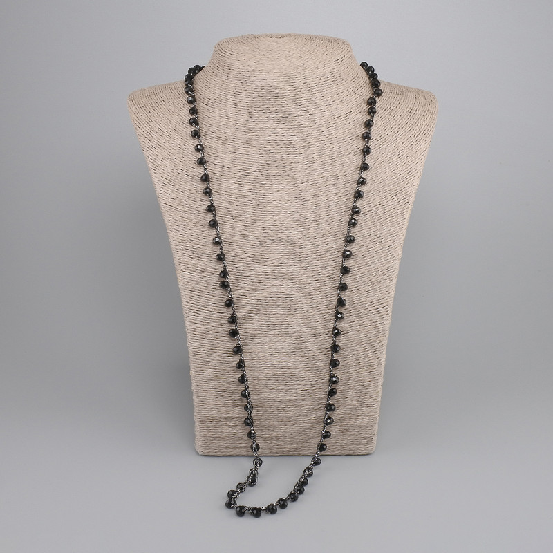 Necklace of Czech crystal, faceted rondelle 6x5 mm, length 78 cm, with 5 cm extender chain