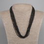 Multi-strand Necklace (8 Strands) Black Agate Faceted Beads 2mm, Length 49 cm ±, Magnetic Clasp