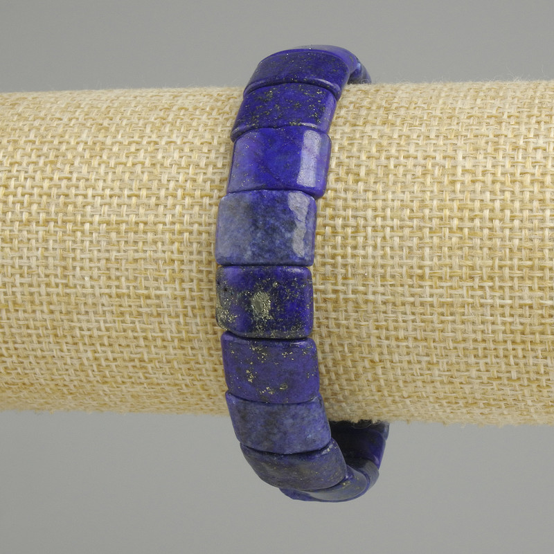 Lapis Lazuli Link Bracelet, diameter 14-15×9 mm, 5-10 mm ±, length 18 cm (stretch)
