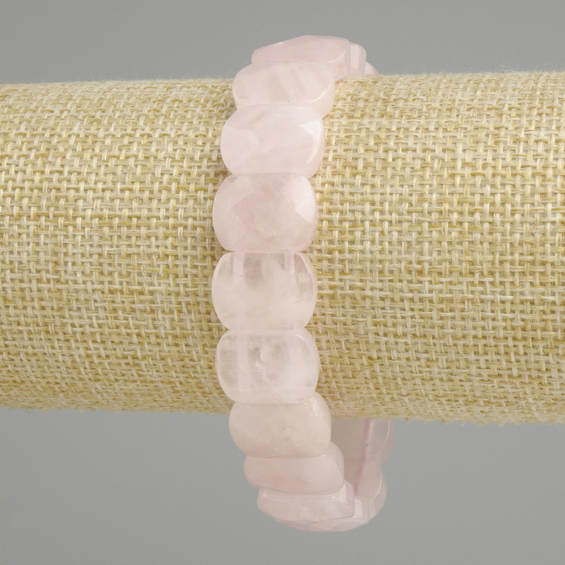 Pink Quartz Faceted Link Bracelet, 15×11 mm, 18 cm (stretch)