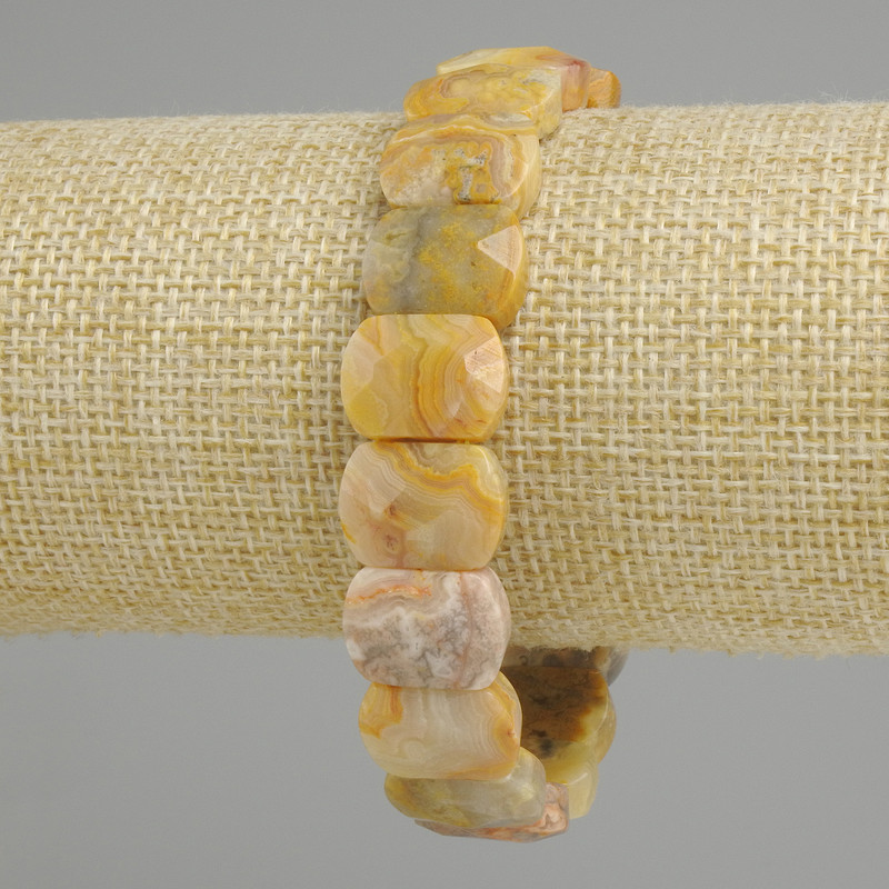 Faceted Jasper Link Bracelet, diameter 14×11 mm, length 18 cm (stretch)