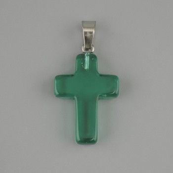Cross Pendant with Tinted Quartz 25×18 mm ±, length 35 mm ±