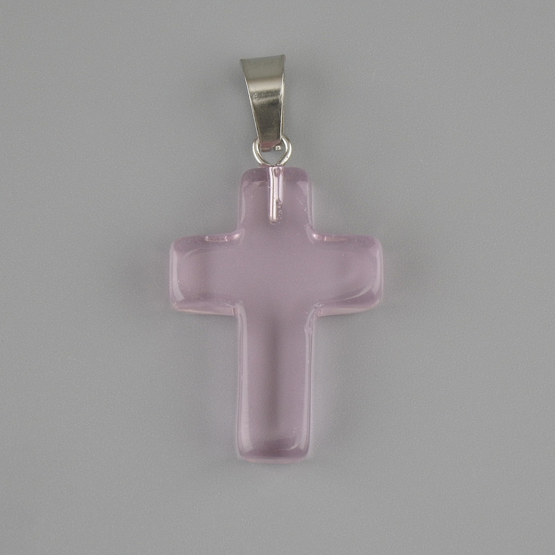 Cross Pendant made of tinted quartz 25×18 mm ±, length 35 mm ±