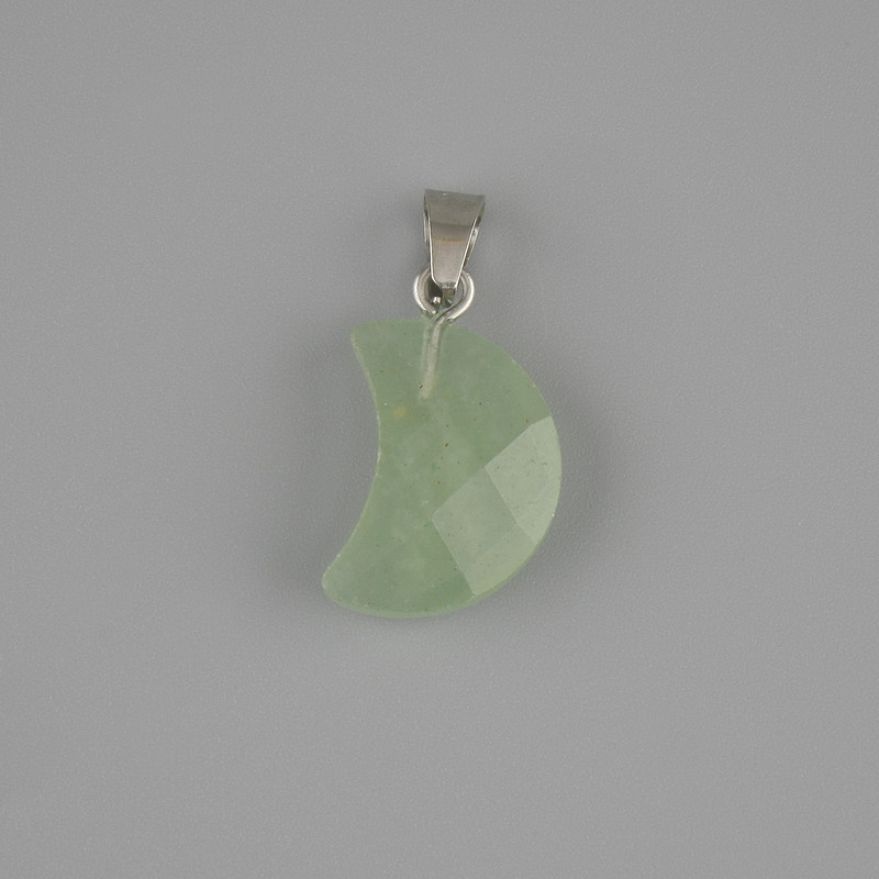 Faceted Nephrite Crescent Pendant, 19×12 mm, length 25 mm ±
