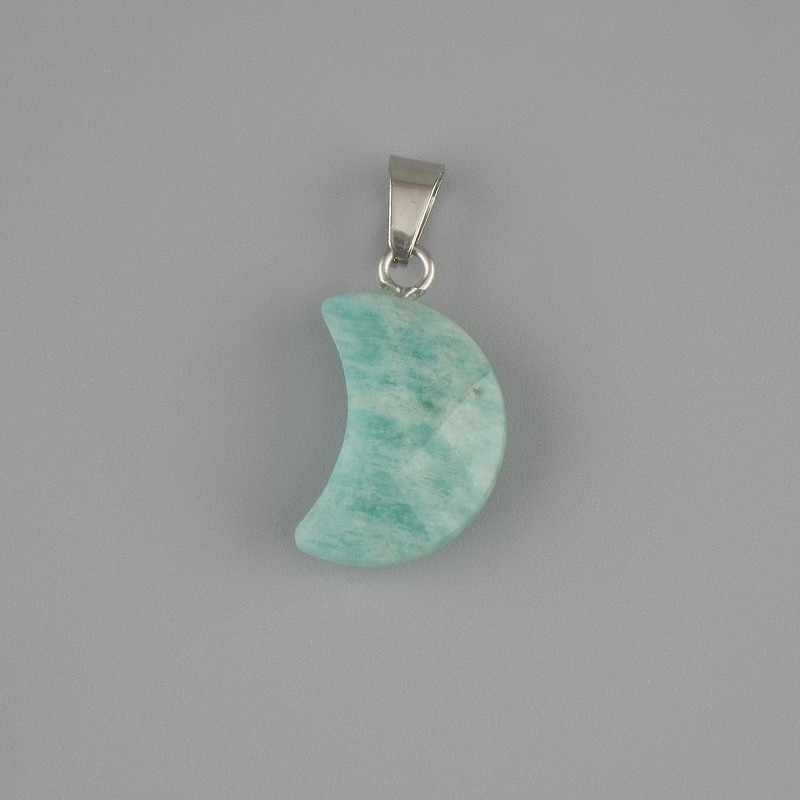 Faceted Crescent Pendant Amazonite 19×12 mm ±, length 25 mm+
