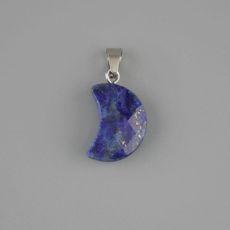 Faceted Crescent Pendant, Lapis Lazuli, 19×12 mm ±, length ~25 mm