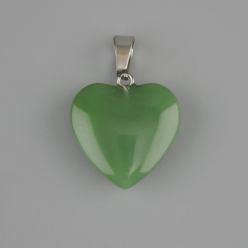 Heart Pendant with Jade 20×20 mm