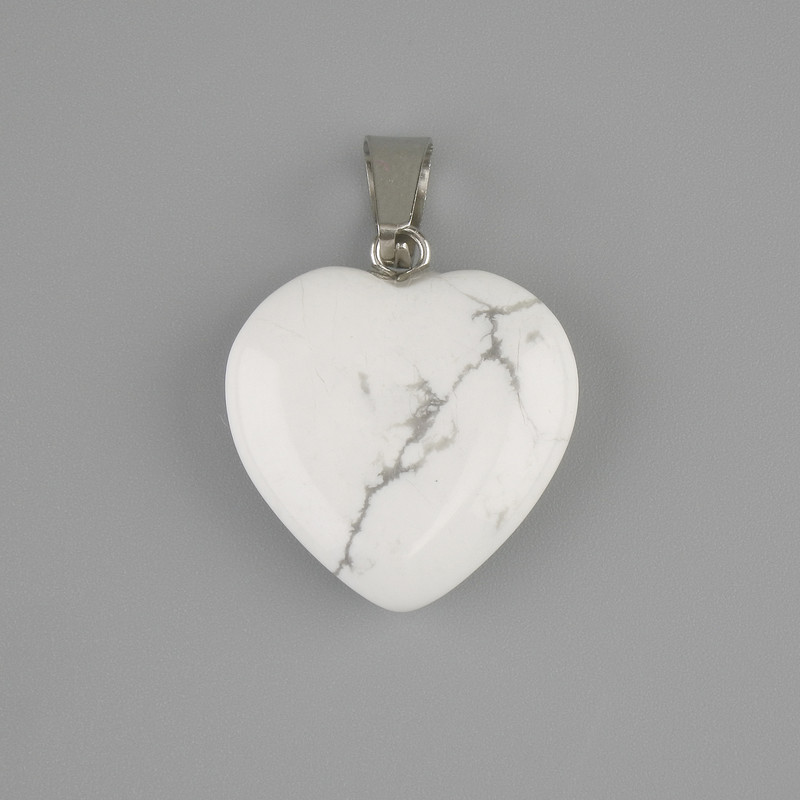 Pendant Cacholong Heart 20x20 mm ±, length 28 mm ±