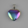 Heart Pendant in Hematite with 'gasoline' iridescence, 20×20 mm ±, length ~28 mm ±