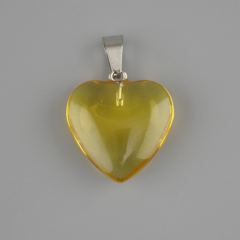 Heart-Shaped Pendant with Tinted Quartz, 20×20 mm ±, Length ~30 mm ±