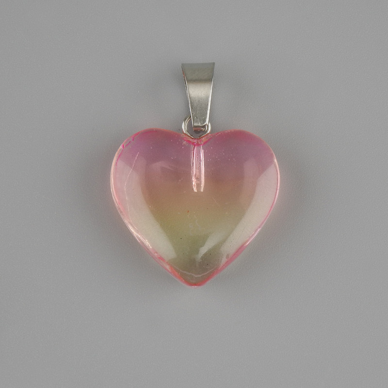 Heart-shaped pendant with tinted quartz 20x20mm+-, length 30mm+-