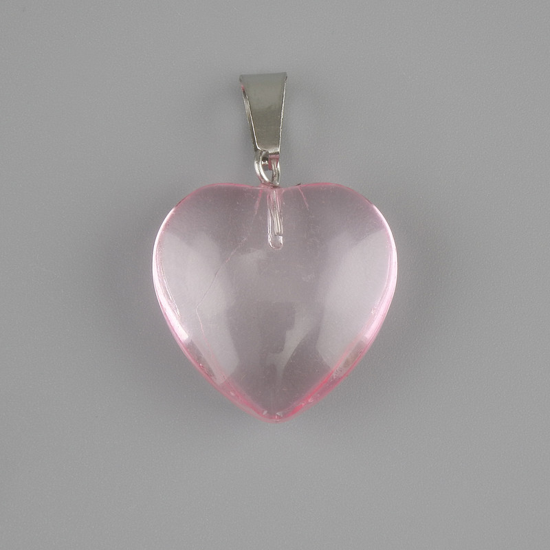 Heart Pendant, Tinted Quartz 20×20 mm ±, length 30 mm ±