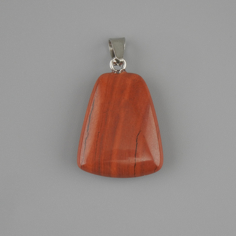 Pendant Red Jasper trapezoid 17×21 mm ±, length 30 mm